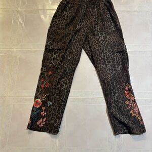 Johnny Was Brown Leopard Print Pants